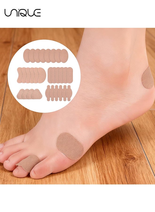 يونيك 15 ورقة (30 قطعة) وسادات البونيون - وسادات رغوية لصمغ لون البشرة لإكسسوارات الحذاء (5 أشكال) - للرجال والنساء لتقليل الاحتكاك، مسامير القدم، تخفيف الألم والخدوش - Image 4